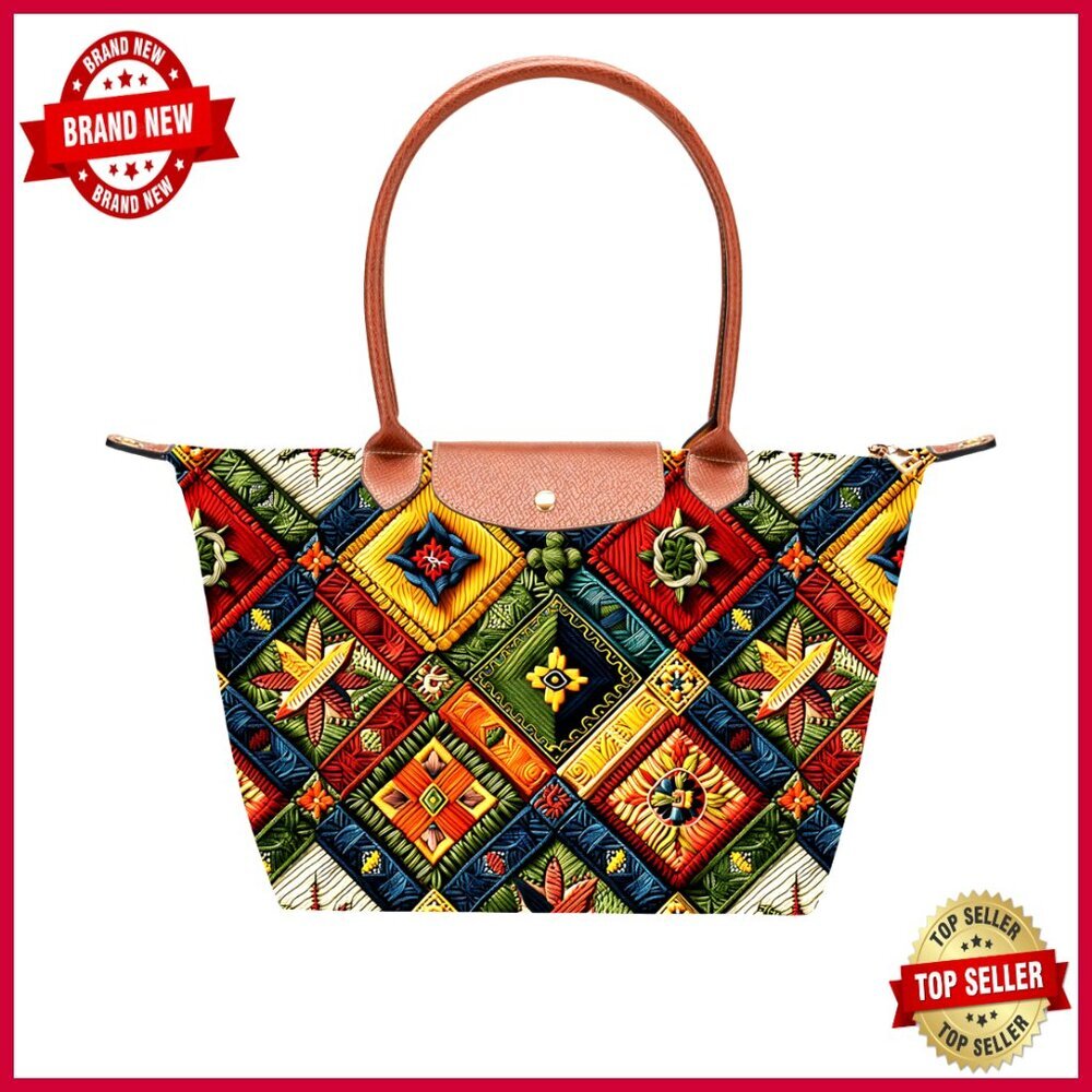 Large Foldable Tote Bag with Zipper, Durable Canvas for Women